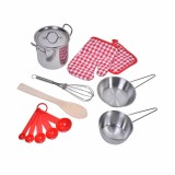 Set de joaca pentru bucatarie, 9 piese, otel inoxidabil