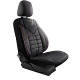 Set huse scaune auto Panda Toronto tip Alcantara, negru cu rosu, 11 piese