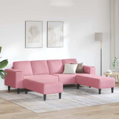 Set de canapea 3 pcs Roz Catifea