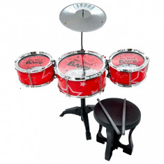 Set de Tobe cu Scaunel pentru Copii Jazz Drum, inaltime reglabila, rosu