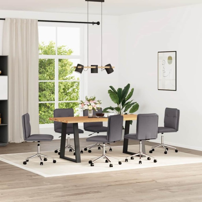 vidaXL Scaune de sufragerie, 6 buc., gri, piele ecologică 3315713