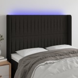 Cumpara ieftin Tăblie de pat cu LED, negru, 147x16x118/128 cm, textil