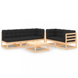 vidaXL Set mobilier de grădină cu perne, 6 piese, lemn masiv de pin 3083793