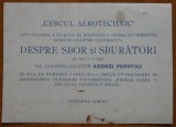 Cumpara ieftin Invitatie la conferinta Cercul Aerotehnic; Despre sbor si sburatori, Col. aviator Andrei Popovici, interbelica