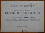 Cercul Aerotehnic ; Despre sbor si sburatori , Col. aviator Andrei Popovici