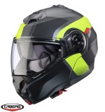 Cumpara ieftin Casca modulabila (flip-up) Caberg model Duke Evo SV Indy L1 gun metal (titanium)/galben fluor/negru mat Pinlock ready &ndash; lentila Pinlock inclusa M (57/