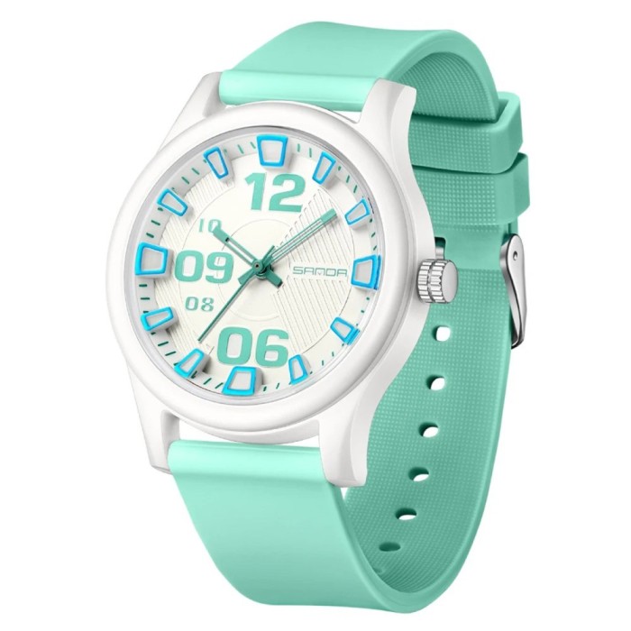 Ceas Copii Sanda 3252 Albastru-Alb , Design Sport, Analog, Diver, Rezistent la Apa 5ATM
