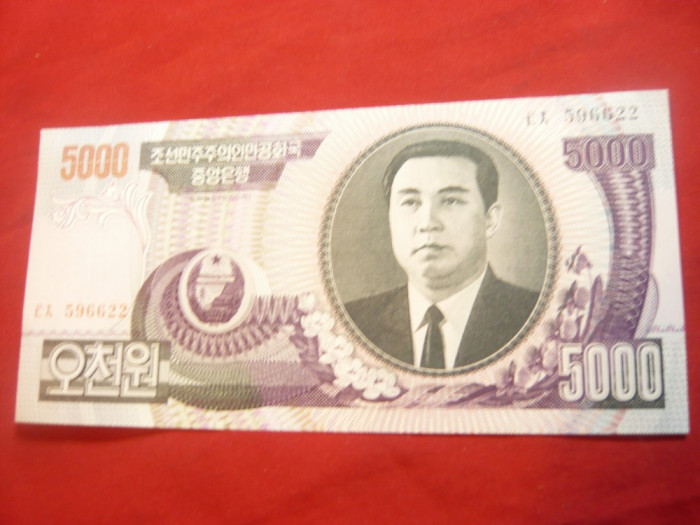 Bancnota 5000 won 2005 Coreea de Nord , cal. Necirculat