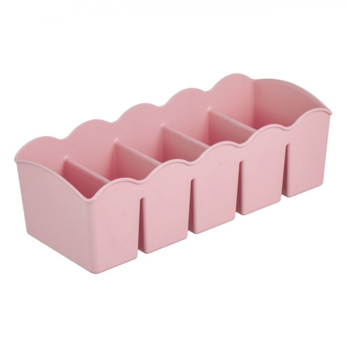 Organizator Sertare 5 Compartimente, Plastic, Culoare Roz, Dimensiuni 23x10x7.5 cm