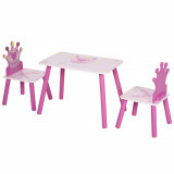 Cumpara ieftin Masuta copii cu 2 scaune pentru copii 3-8 ani, lemn de pin, MDF, roz HOMCOM | Aosom RO