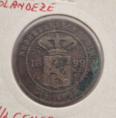 Indiile Olandeze de Est 2 1/2 Cents 1899 moneda cupru km # 308
