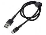 Cablu USB 2.0 0,5m negru textil, High Speed, 2,4A, Baseus