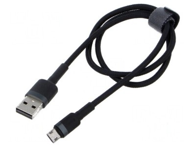 Cablu USB 2.0 0,5m negru textil, High Speed, 2,4A foto