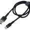Cablu USB 2.0 0,5m negru textil, High Speed, 2,4A