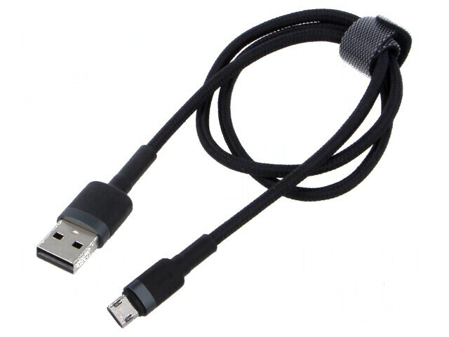 Cablu USB 2.0 0,5m negru textil, High Speed, 2,4A