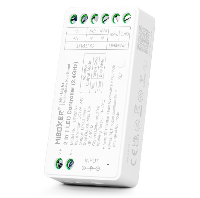 Controller Dimmer Led Monocolor Dual White, RF 2.4Ghz, 12-24VDC MiBoxer FUT035S+