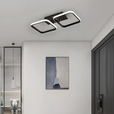 Lustra LED VERTEX GRID, 16W, 2 Patrate, lumina Rece/Calda/Neutra, Negru foto