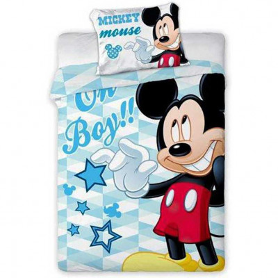 Set lenjerie pat copii Mickey Oh Boy 100x135 + 40x60 SunCity FRA541850 foto