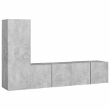 Cumpara ieftin Set de dulapuri TV, 3 piese, gri beton, lemn prelucrat
