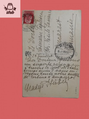 Carte postala olografa trimisa de printesa Nadejda Stirbey in 1929 foto