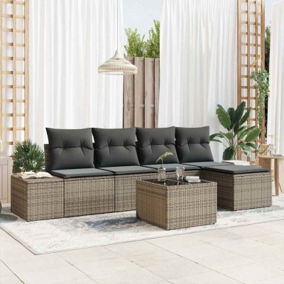 vidaXL Set de canapele pentru grădină 6 pcs Gri Rattan poli 3347029 foto