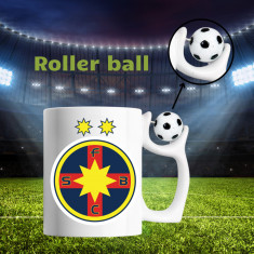 Cană cu minge fotbal „Fotbal club Steaua Bucuresti”, v2, sport, fotbal, suporter, alba, 330 ml