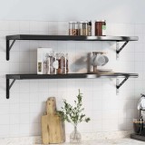 VidaXL Rafturi de perete 2 buc., 100x30 cm, negru oțel inoxidabil