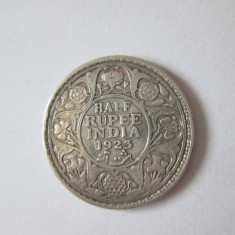 Rara! India colonie Britanica Half Rupee 1923 argint regele George V
