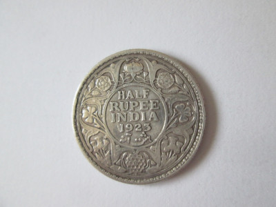 Rara! India colonie Britanica Half Rupee 1923 argint regele George V foto