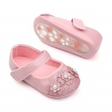 Cumpara ieftin Pantofiori roz cu sclipici si floricele (Marime Disponibila: 6-9 luni (Marimea