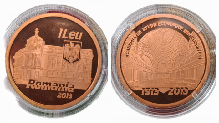 1 leu 2013 BNR TOMBAC PROOF - Academia de studii economice din București