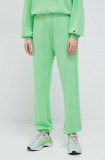 Champion pantaloni de trening culoarea verde, neted