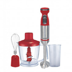 Blender de mana profesional, Hausberg HB-7700RS, 4 in 1, Cana 1000ml, Tel, Tocator, putere 1000 w, Rosu