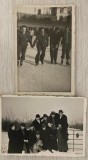 1941 Lot de 2 foto București / patine D&acirc;mbovița, Georges Dumitresco cu prietenii