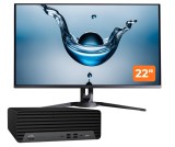 Pachet PC second hand HP ProDesk 400 G7 SFF i5-10500, 8GB, SSD NVMe, monitor 22 inch