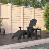 vidaXL Scaun de grădină Adirondack cu masă și taburet, antracit, HDPE 3095709