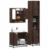 VidaXL Set mobilier de baie, 3 piese, stejar maro, lemn prelucrat