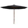 VidaXL Umbrelă de soare de exterior, st&acirc;lp din lemn, negru, 350 cm