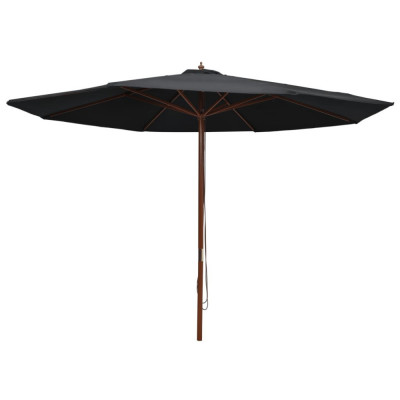 vidaXL Umbrelă de soare de exterior, st&amp;acirc;lp din lemn, negru, 350 cm foto