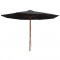 vidaXL Umbrelă de soare de exterior, st&acirc;lp din lemn, negru, 350 cm