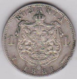 Romania Regalitate Carol I. 1 leu 1881, Argint