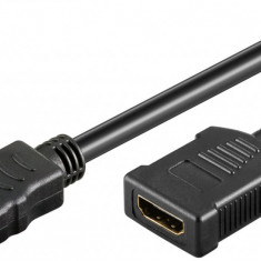 Cablu HDMI v2.0 soclu - HDMI v2.0 mufa 1m 4K60Hz HDCP 2.2 High Speed Ultra HD Ethernet negru Goobay 61307