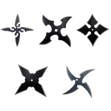 Set 5 Stele Ninja Otel Asortate, Shuriken, 4 Brate, Husa Cureaua