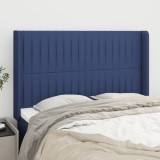 VidaXL Tăblie de pat cu aripioare, albastru, 147x16x118/128 cm, textil