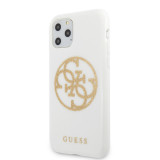 Husa Plastic - TPU Guess 4G Glitter Circle pentru Apple iPhone 11 Pro Max, Alba - Aurie GUHCN65TPUWHGLG