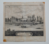 &quot;Maison de Lambeth&quot; veche gravura imagine din Londra 1707, Peisaje, Cerneala, Altul