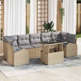 vidaXL Set de canapele de grădină format din 8 piese cu perne, Bej, din rattan sintetic