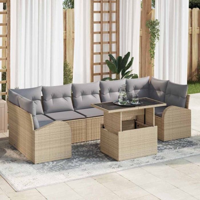 vidaXL Set de canapele pentru grădină 8 pcs Bej 100 x 55 x 73 cm 3357333