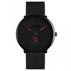 Ceas barbati Skmei Quartz Otel Bratara reglabila Analog Casual Negru Rosu