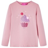 Tricou de copii cu m&acirc;neci lungi, roz deschis, 104, vidaXL